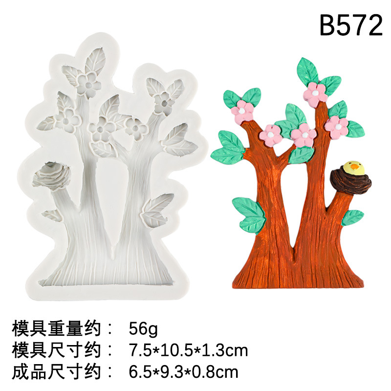 Molde de silicona con forma de árbol Molde de pastel de chocolate con fondant de flor de durazno Molde de horneado decorativo