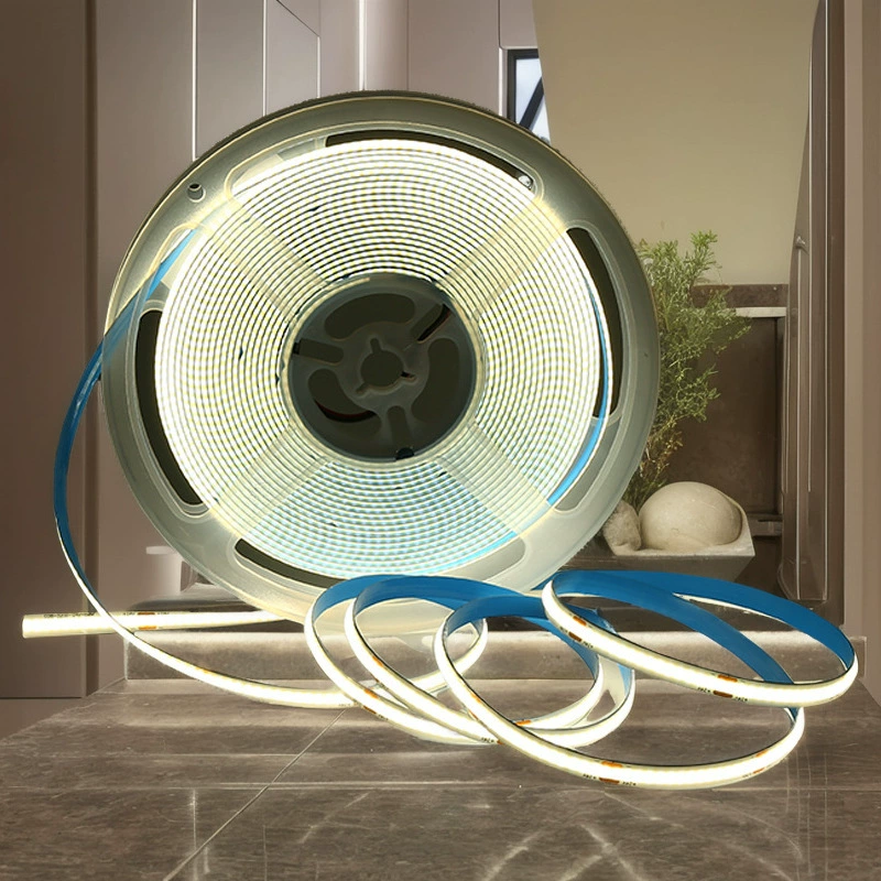 Низковольтная светодиодная лента COB 12В/24В, самоклеящаяся, двухцветная, силиконовая, линейная, без основного световодного профиля, встраиваемая, без падения напряжения