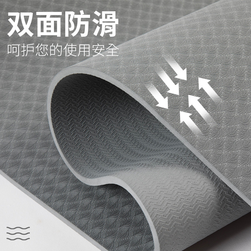 Estera de yoga TPE para principiantes, engrosamiento, ensanchamiento y alargamiento, alfombrilla de fitness para hombres y mujeres, alfombrilla antideslizante de baile, amortiguación