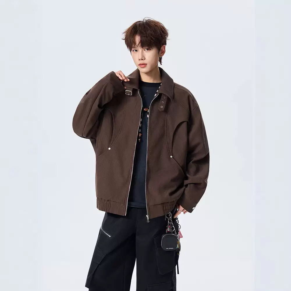 简恒美式复古机能风cleanfit飞行夹克翻领男士高级感防风工装外套