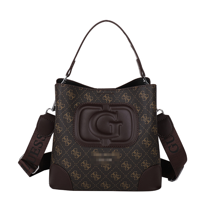 Bolsos impresos europeos y americanos transfronterizos, letras femeninas 2024, nueva tendencia, bolso de cubo francés, bolso de mensajero de alta gama