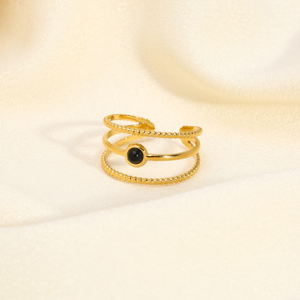 Natural Stone Inlay Material Open Ring Classification 18K Gold Plating Color 1 Piece Quantity Daily Occasion 304 Stainless Steel Material PVD Coated Real Gold Plated 18K Gold Solid Color 304 Stainless Steel Simple Style Commute Waterproof Non Tarnish Open Ring