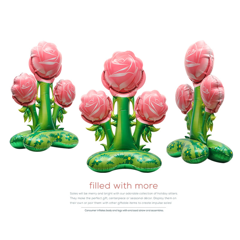 Decoración de la ventana fiesta fotografía globo de gran tamaño 4D tridimensional rosa de dibujos animados película de aluminio globo de coco Día de San Valentín