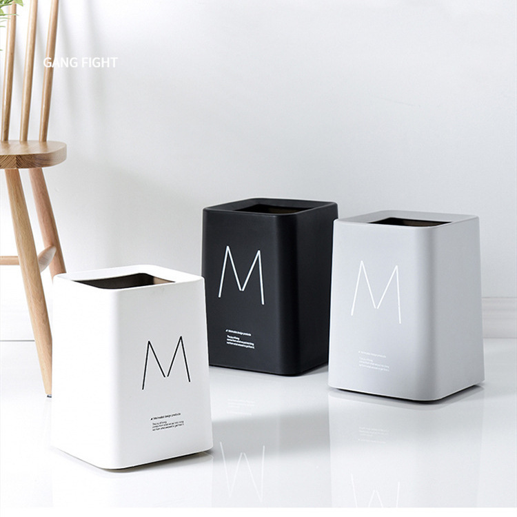Douyin Nordic Square Double Layer Plastic Trash Bin Household Living Room Bedroom Kitchen Office Hotel Storage Bucket Douyin Nordic Square Double Layer Plastic Trash Bin Household Living Room Bedroom Kitchen Office Hotel Storage Bucket
