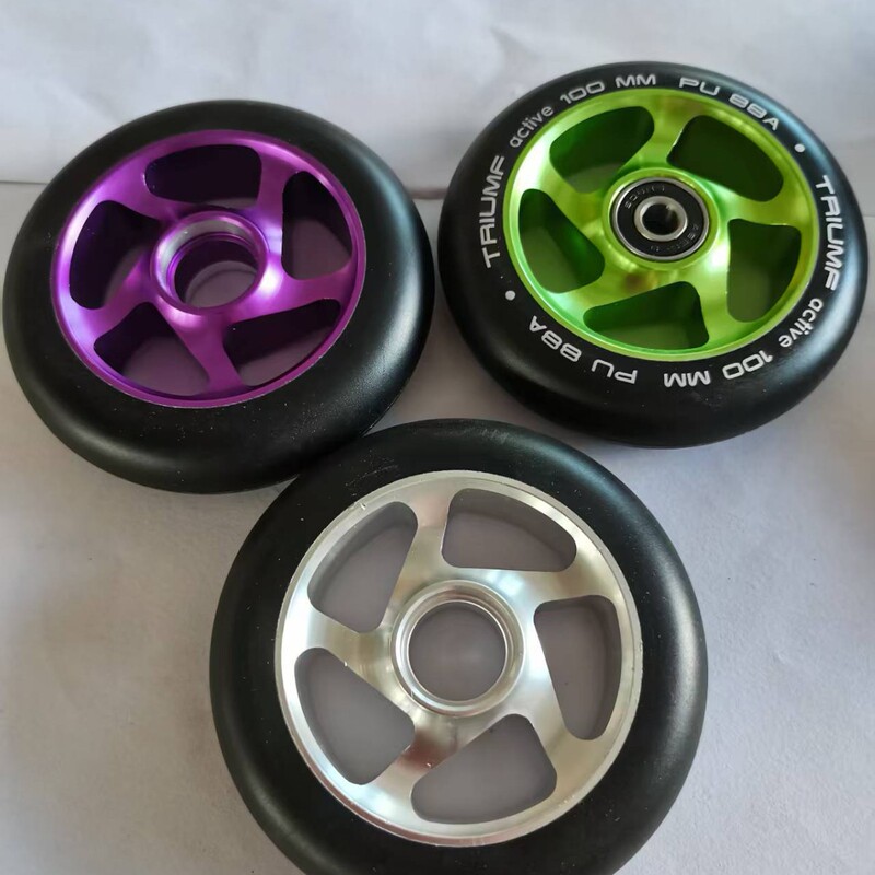 Manufacturer Wholesale Custom Scooter Accessories Aluminum Alloy Skateboard Wheels Stunt Scooter 100Pu Extreme Skateboard Wheels
