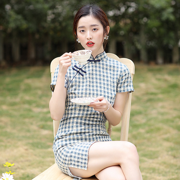 Summer short fitted cheongsam