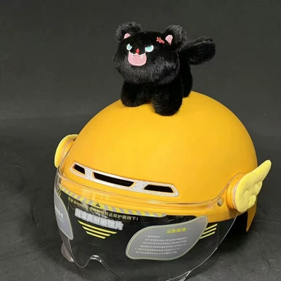 rider helmet accessory; fluffy little – Motosiklet dəbilqələri - no-helmet-single-standing-fluffy-kitten-black