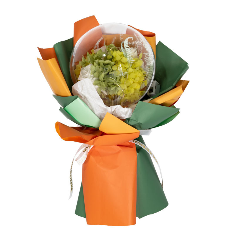 Ramo de muñeca Bobo Ball con rosa eterna grande, con cadena de luz, caja de regalo, regalo de Navidad para novia y compañeras de clase.