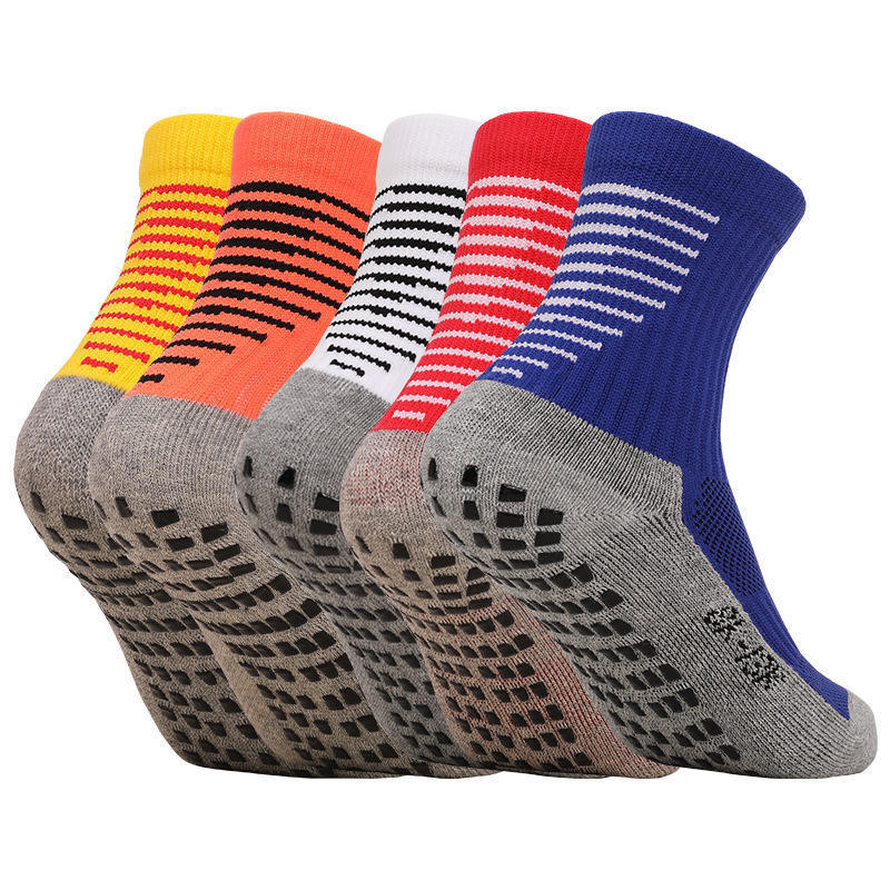 Wholesale Men's Professional Striped Autumn Breathable Non-Slip Football Crew Socks Terry Bottom Training Sports Socks