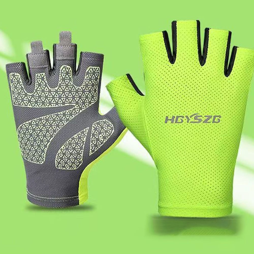 Protección solar medio dedo guantes hielo seda manicura hombres y mujeres delgada primavera y verano transpirable al aire libre equitación guantes de fuga de dedo