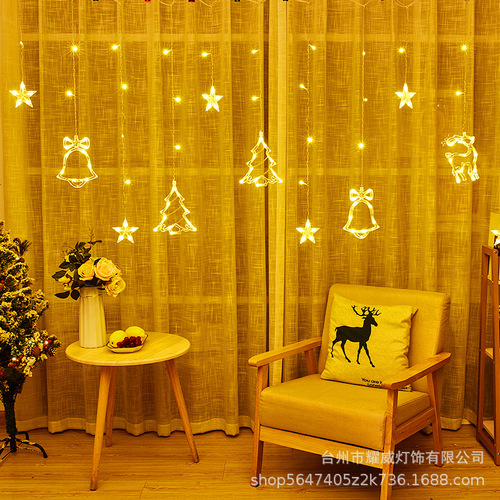 LED窗帘灯圣诞节日房间装饰彩灯串圣诞树串灯场景布置挂饰灯串
