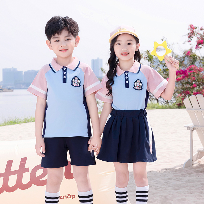 유치원 학교 옷 여름 어린이 졸업 사진 영국 스타일 대학 스타일 여름 초등 및 중등 학교 학생을위한 반팔 학교 유니폼 수업 옷