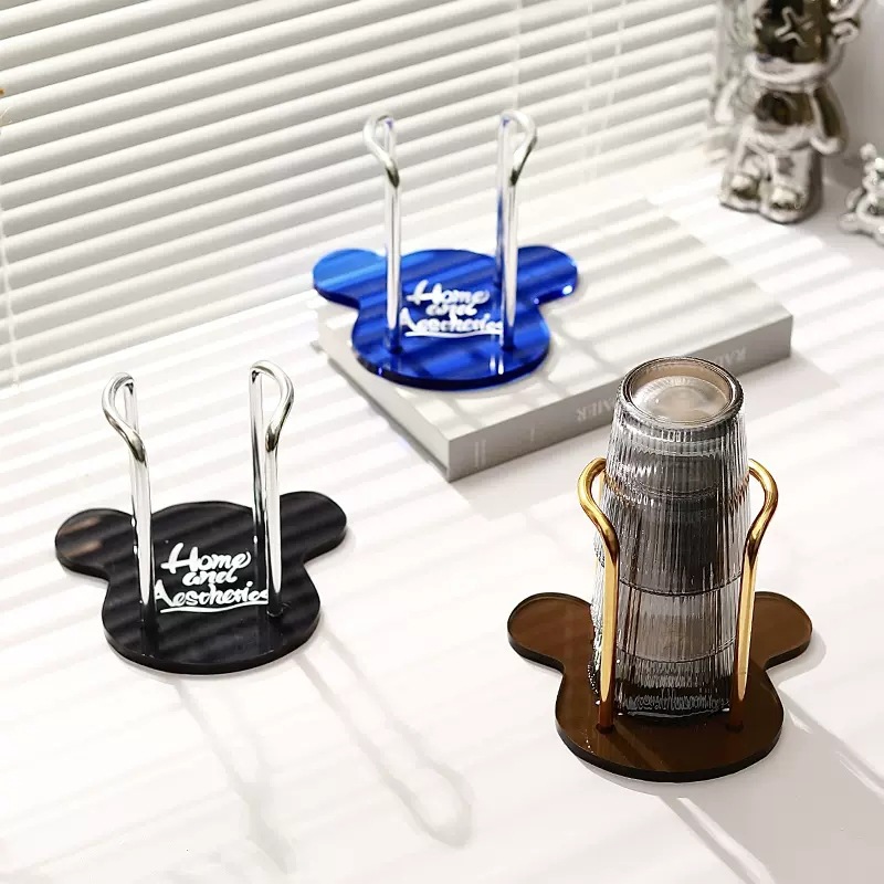 High-value trend cup holder Klein blue cup storage rack light luxury Nordic wind dust-proof cup holder rack_voghion.com