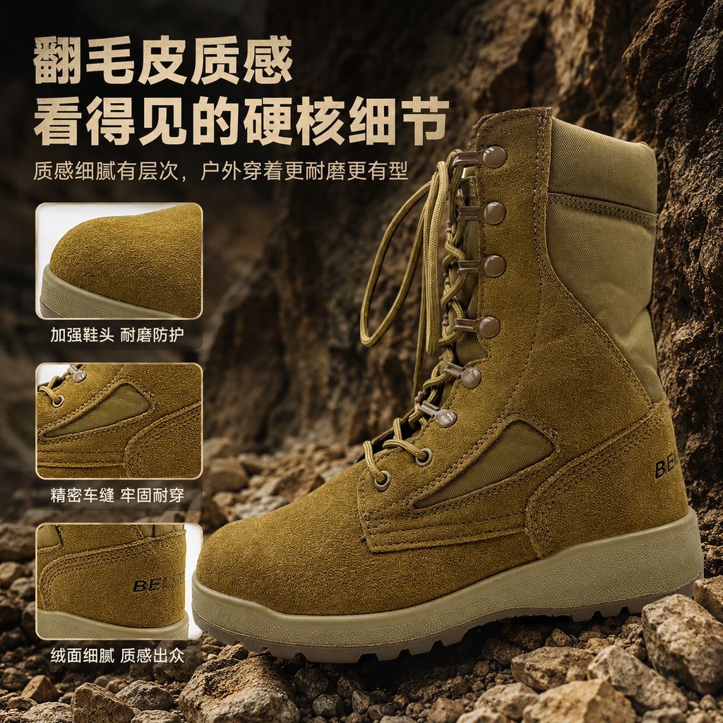 Botas de combate del desierto para hombres, zapatos de montaña antideslizantes y resistentes al desgaste