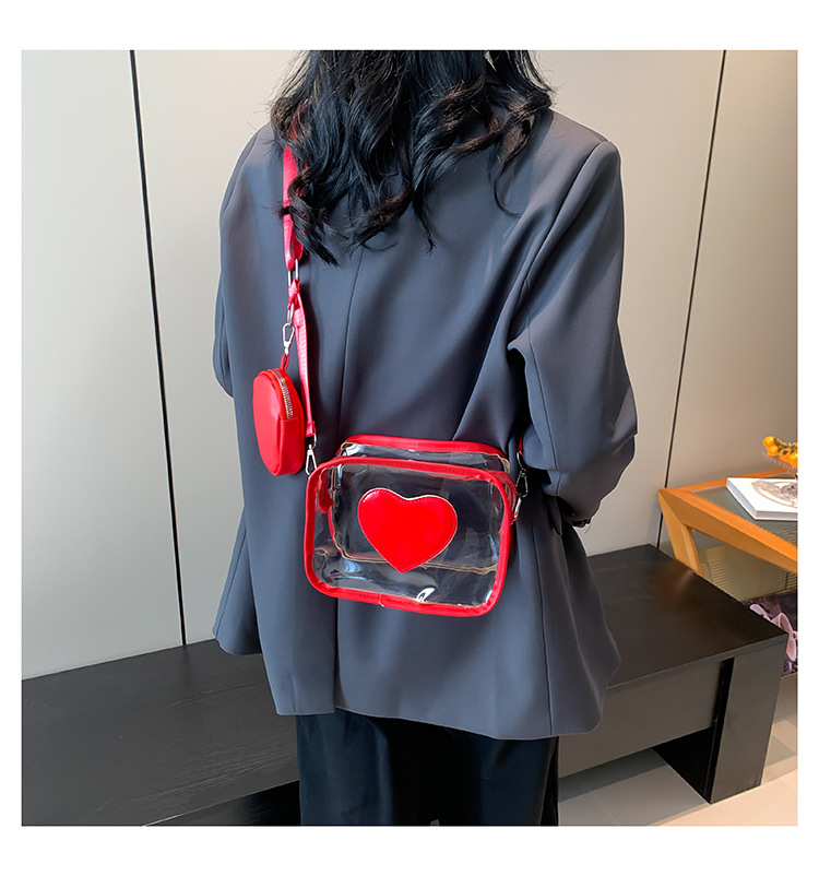 405g Weight Zipper Closure Type Single Shoulder Strap Strap Type Square Bag Bags Type Casual Occasion PVC Material Heart Shape Pattern Spring&Summer Season Women's Gender Streetwear Style Square Shape Women's PVC Heart Shape Streetwear Square Zipper Square Bag 15