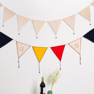Wedding room decoration color flag personality with Bell triangle color flag pendant party birthday children's room layout color flag trumpet