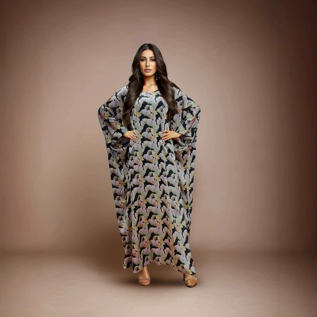 Ближневосточная арабская мусульманская женская одежда, трансграничная мода, весенне-летнее и осеннее женское платье-абайя с принтом