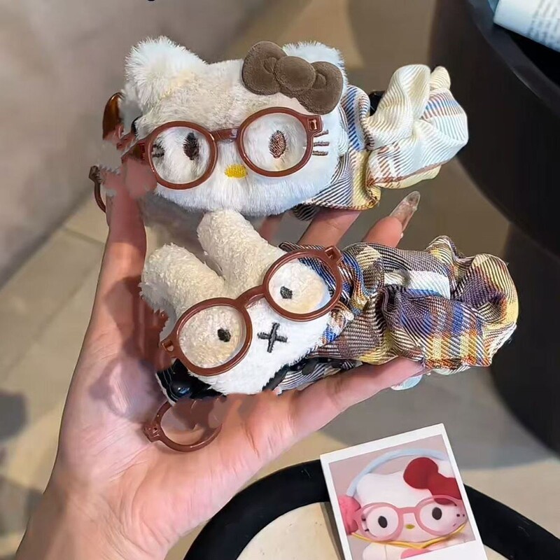 可爱眼镜大号猫咪巨显发量米菲兔香蕉夹后脑勺盘发百搭少女发饰蓬|undefined