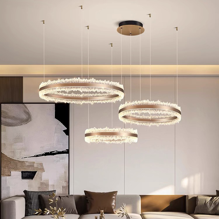Nuevo diseño de anillo sala de estar dormitorio led lujo modelo de lámpara candelabro italiana sala de luz modelo de sala de lámpara de comedor principal
