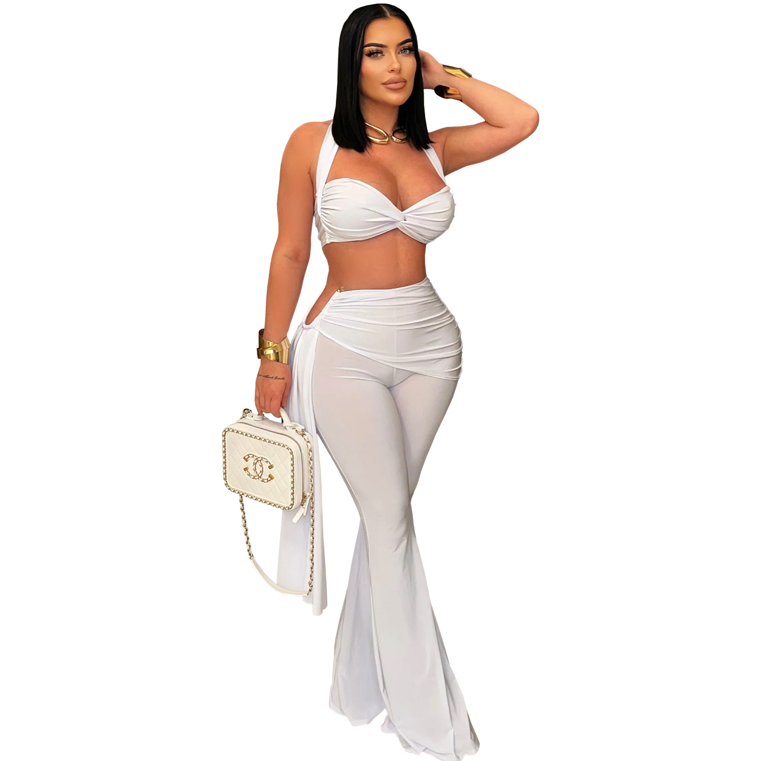 C7485 Aliexpress transfronterizo Amazon Europa y América ropa de moda femenina sexy verano correa de pecho conjunto de pantalones nuevos