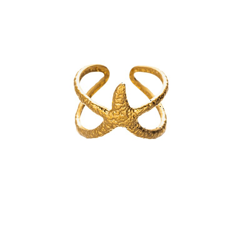 Anillo de acero inoxidable de oro de 18 quilates de TINA nicho de diseño de vacaciones marinas anillo de acero de titanio no se desvanece joyería