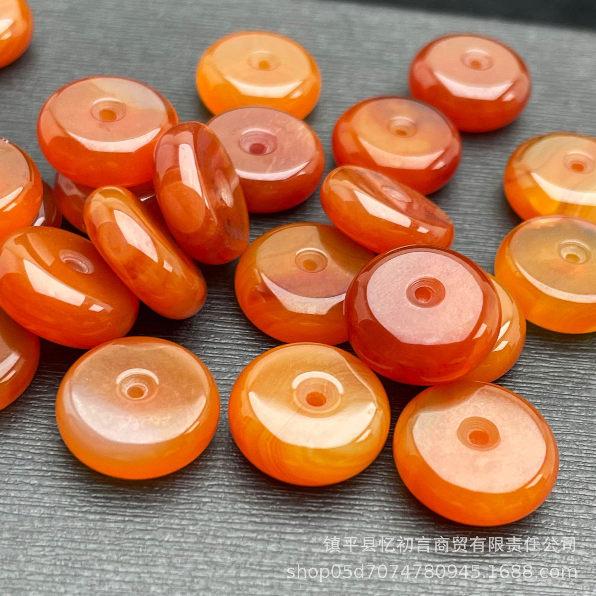 天然红玛瑙平安扣15mm饰品配件纯手工DIY饰品配饰现货批发