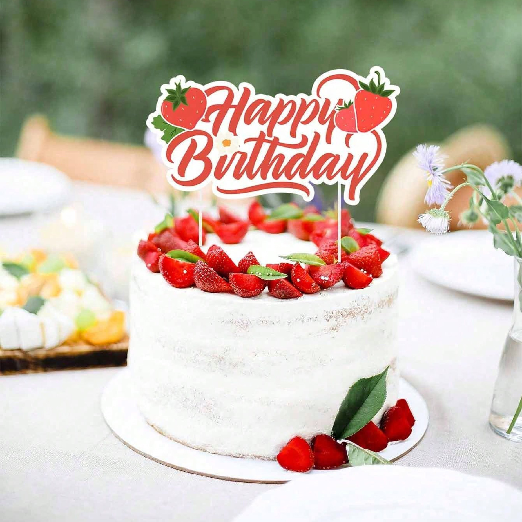 新款草莓蛋糕插牌 生日烘焙蛋糕装饰大插件 生日节日派对装饰用品