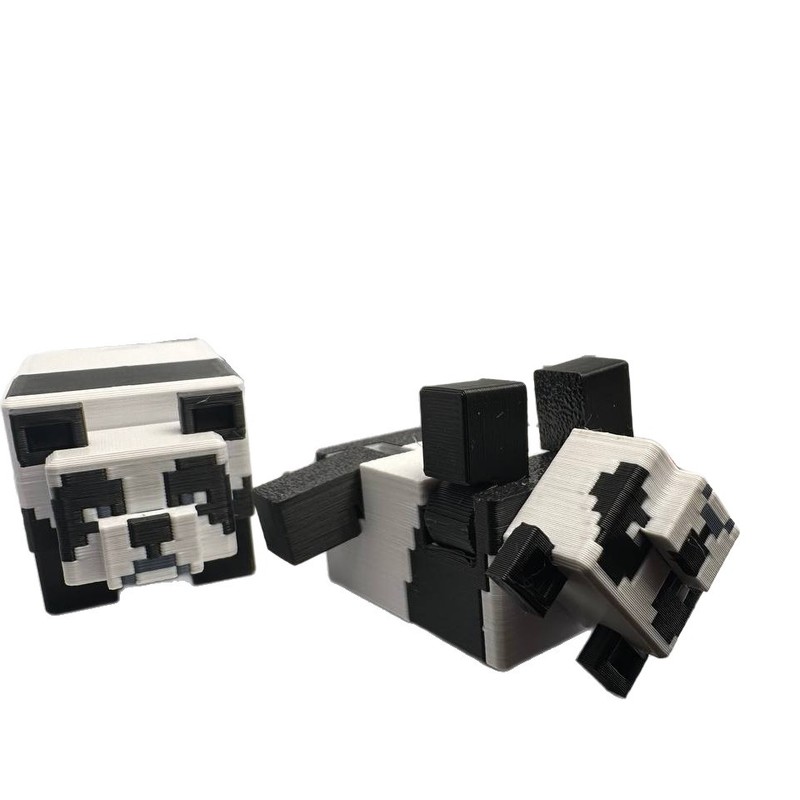 跨境新品3D打印我的世界熊猫解压玩具可动玩具桌面摆件钥匙扣国宝|undefined
