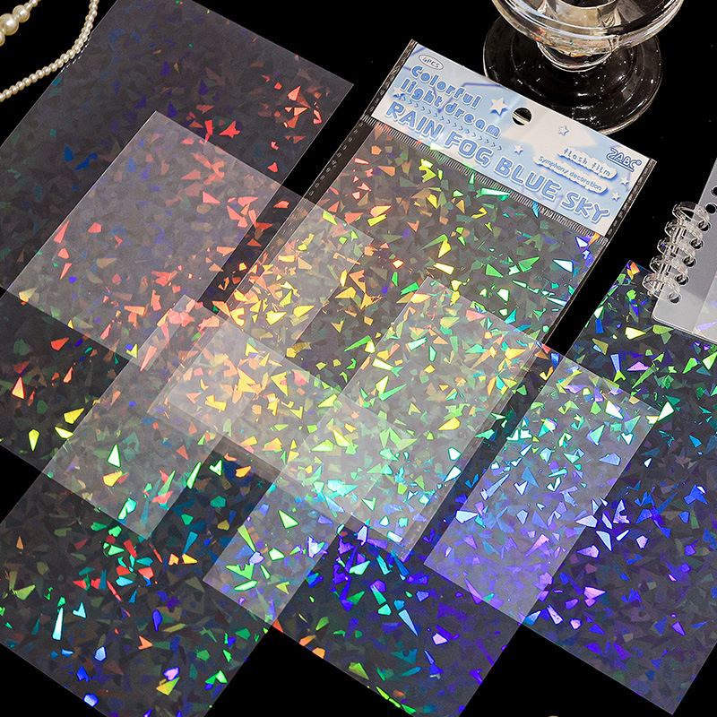 Colorful Dream Laser Flash Film Stickers Diy foto tarjeta de búsqueda de estrellas adhesivo láser recubierto adhesivo decoración diario