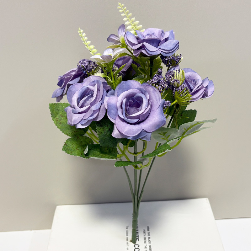 仿真花法式玫瑰花花束 永生花假花家居装饰 婚庆场景布置厂家批发|undefined