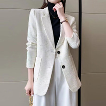 【现货】大码女装白色小香风西装外套女胖MM春装新款气质时尚西服