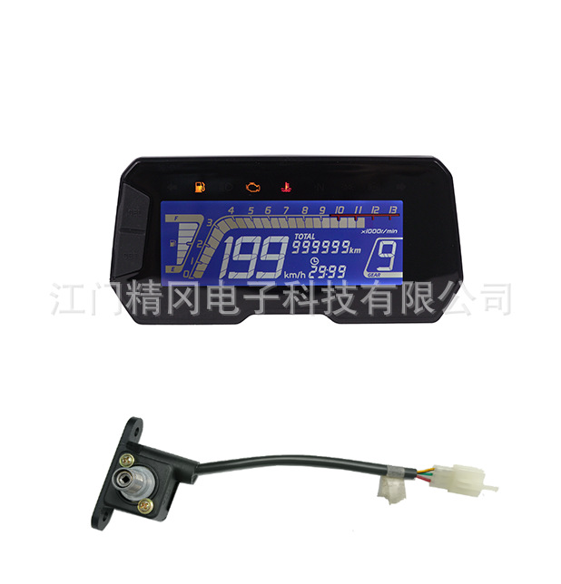 Motorcycle Rider Modified Digital Lcd Meter Odometer Speedometer + Sensor Cable Set