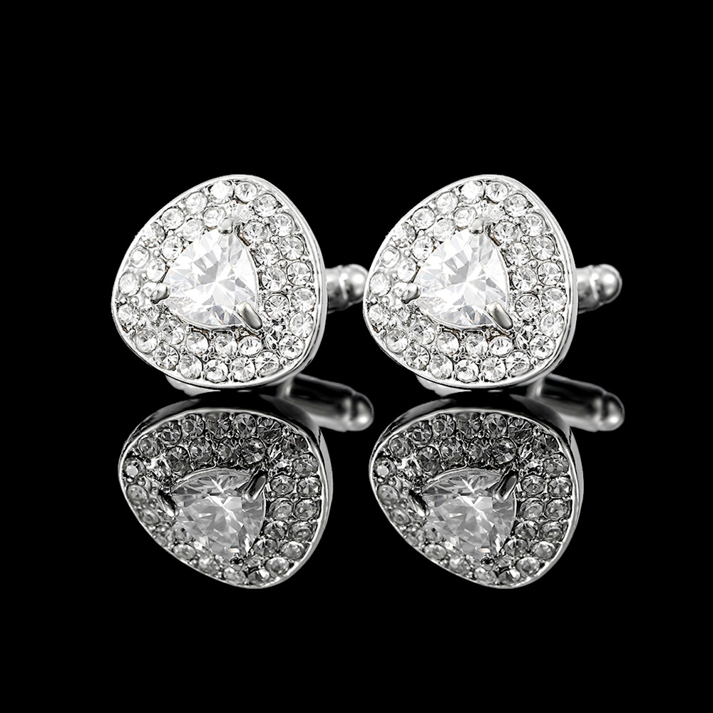 light luxury crystal zircon tie clip tie accessories diamond cufflinks men and women business cuff nails tie clip set_voghion.com