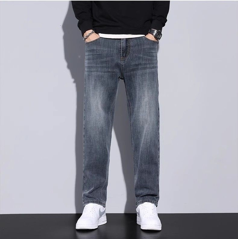 Spring and Summer High-end Retro Straight Men's Jeans Trendy Brand Stretch Loose Casual All-match Trousers Men's Cross-border