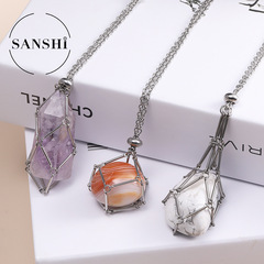 Amazon Cross-border New Product Stainless Steel Mesh Chain Necklace European and American Fashion Direct Manufacturer Supply