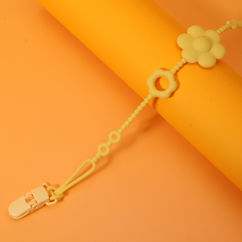 Suministro directo de fábrica de chupetes para bebés y niños pequeños Hebilla de cadena de silicona Clip de cadena de chupete Cadena anti-caída de silicona para bebés