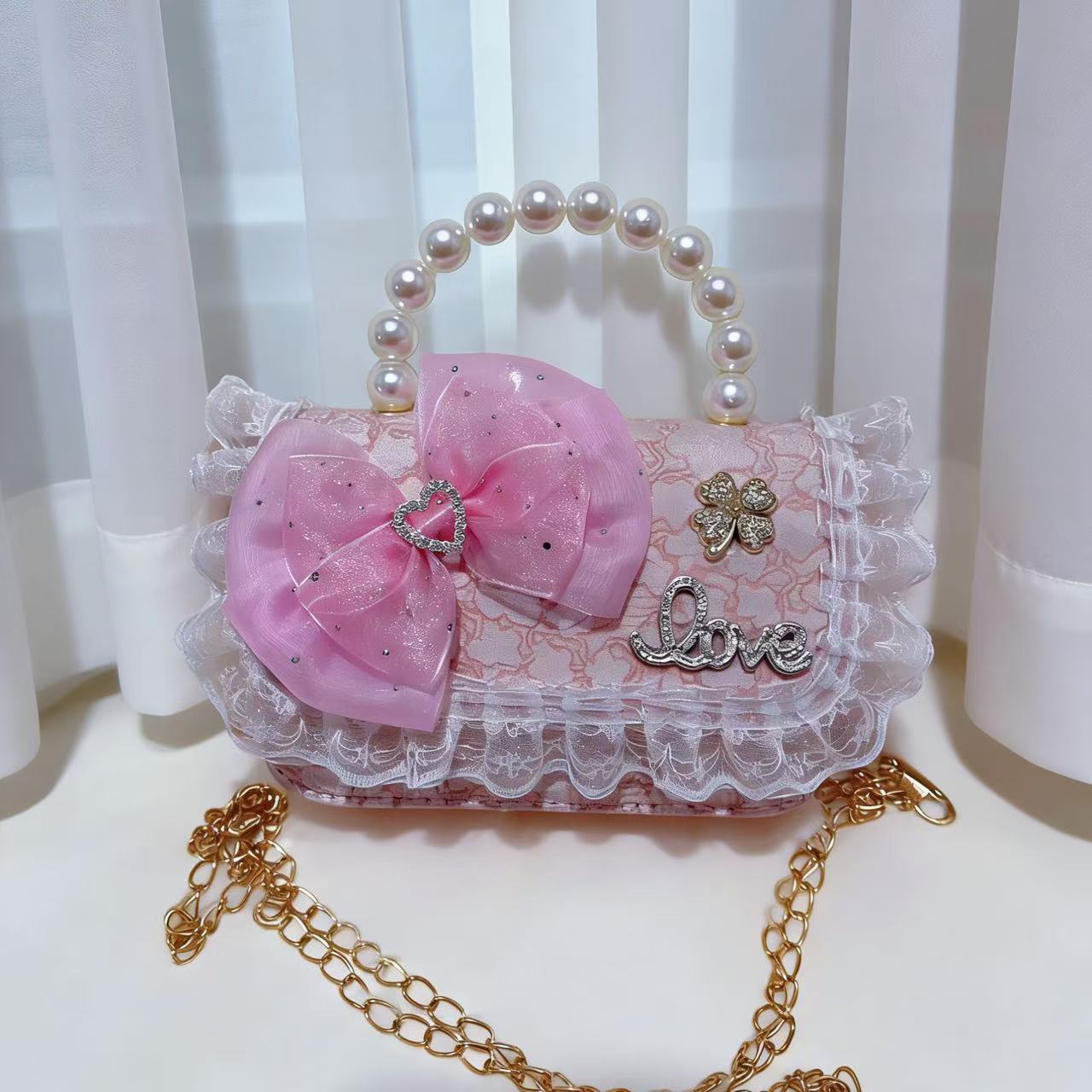 Nuevo tipo de bolso para niños, moda perla portátil, bolso de hombro de la princesa Aisha, estilo extranjero, bolso de hombro para niñas lindas