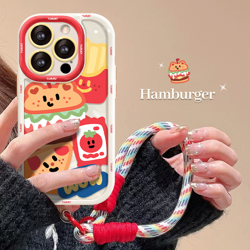 Suitable for Apple 15 Phone Case iPhone 14 Pro Max Hamburger Lanyard 17/16 High-Value for Girls 13/12 Suitable for Apple 15 Phone Case iPhone 14 Pro Max Hamburger Lanyard 17/16 High-Value for Girls 13/12