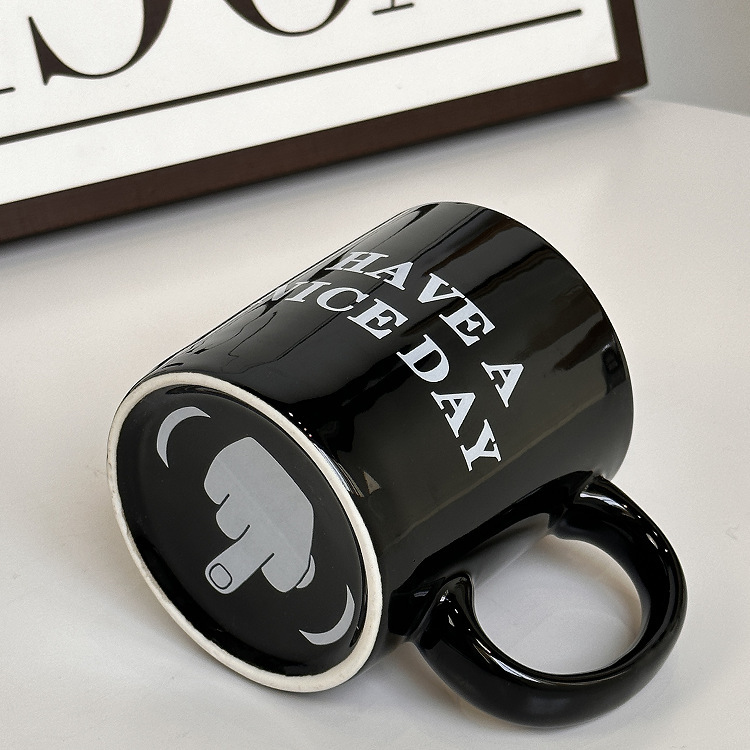 Have a Nice Day Black Ceramic Cup Middle Finger Cup Funny Water Cup Creative Mug Cup Logo Have a Nice Day Black Ceramic Cup Middle Finger Cup Funny Water Cup Creative Mug Cup Logo
