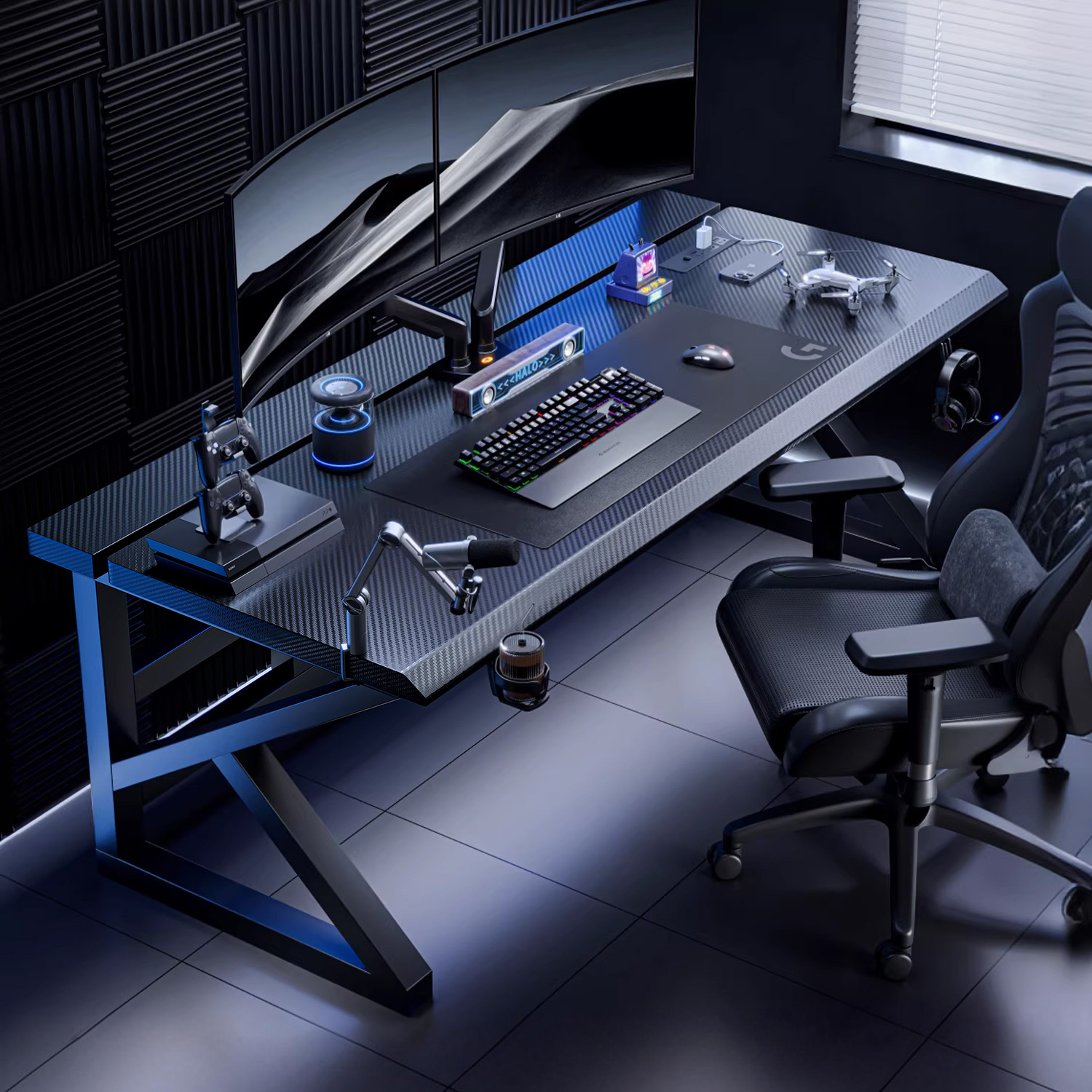 Mesa de escritorio de dormitorio de computadora doméstica escritorio de escritorio de escritorio de escritorio de doble sala de deportes eléctricos brazo mecánico de fibra de carbono