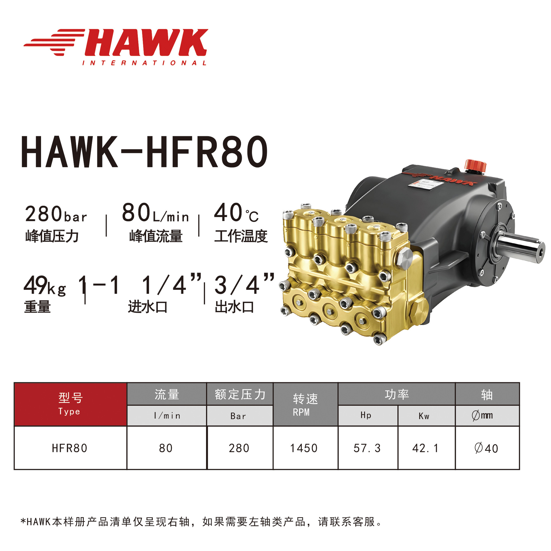 HAWK Italia bomba de alta presión de grado industrial autorizada limpiadora de alta presión