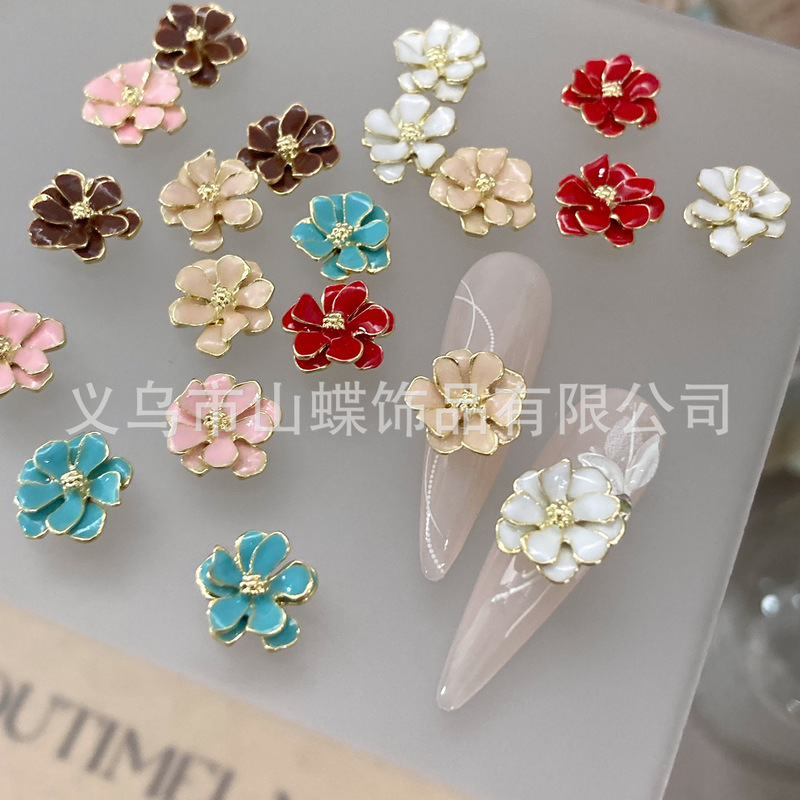 ネイルアクセサリー新型花立体金辺五弁花高級シンプル二重花流行型爪装飾|undefined