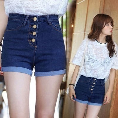 Women Summer High Waist Girls Short Pants Dem Jean
