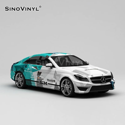 Automotive Film | body stickers Bay oil car - 152-18m-blue-green-gray-track-camouflage-painting