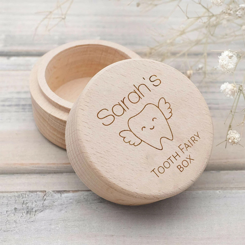 Caja de almacenamiento de pezón de madera para niños caja de almacenamiento de dientes letras caja de colección conmemorativa caja de pezón de madera para niños
