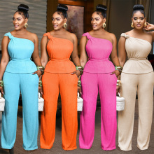 C7508跨境速卖通亚马逊欧美时尚女装纯色无袖上衣休闲裤两件套新