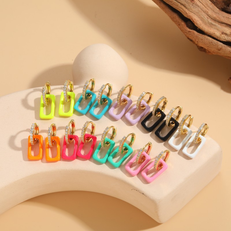 acrylic geometric brand elegant earrings with zircon