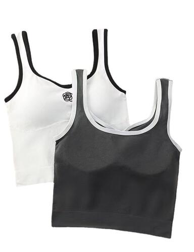 Internet celebrity camellia cotton niche inner wear camisole for women, trendy style with breast pads for outer wear, U-shaped beautiful back and breast-wrapped underwear