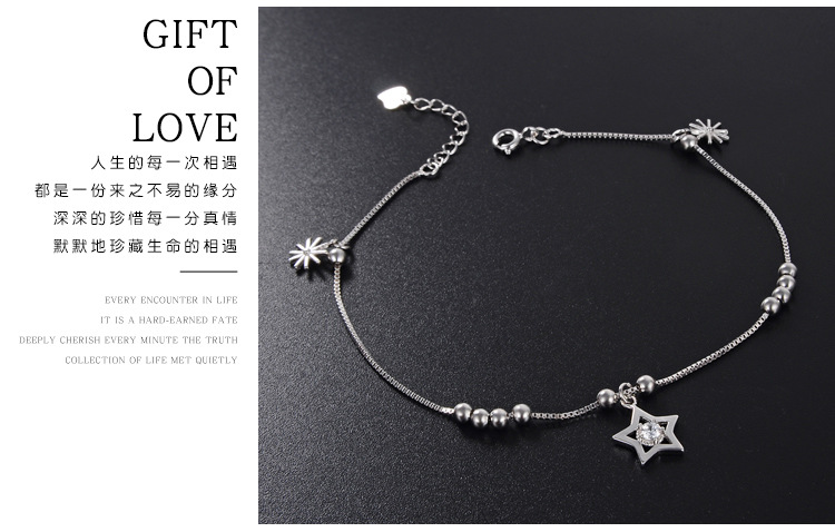 Diamond S925 Silver Zircon Anklet Ladies Star Jewelry Anklet Wholesale display picture 3