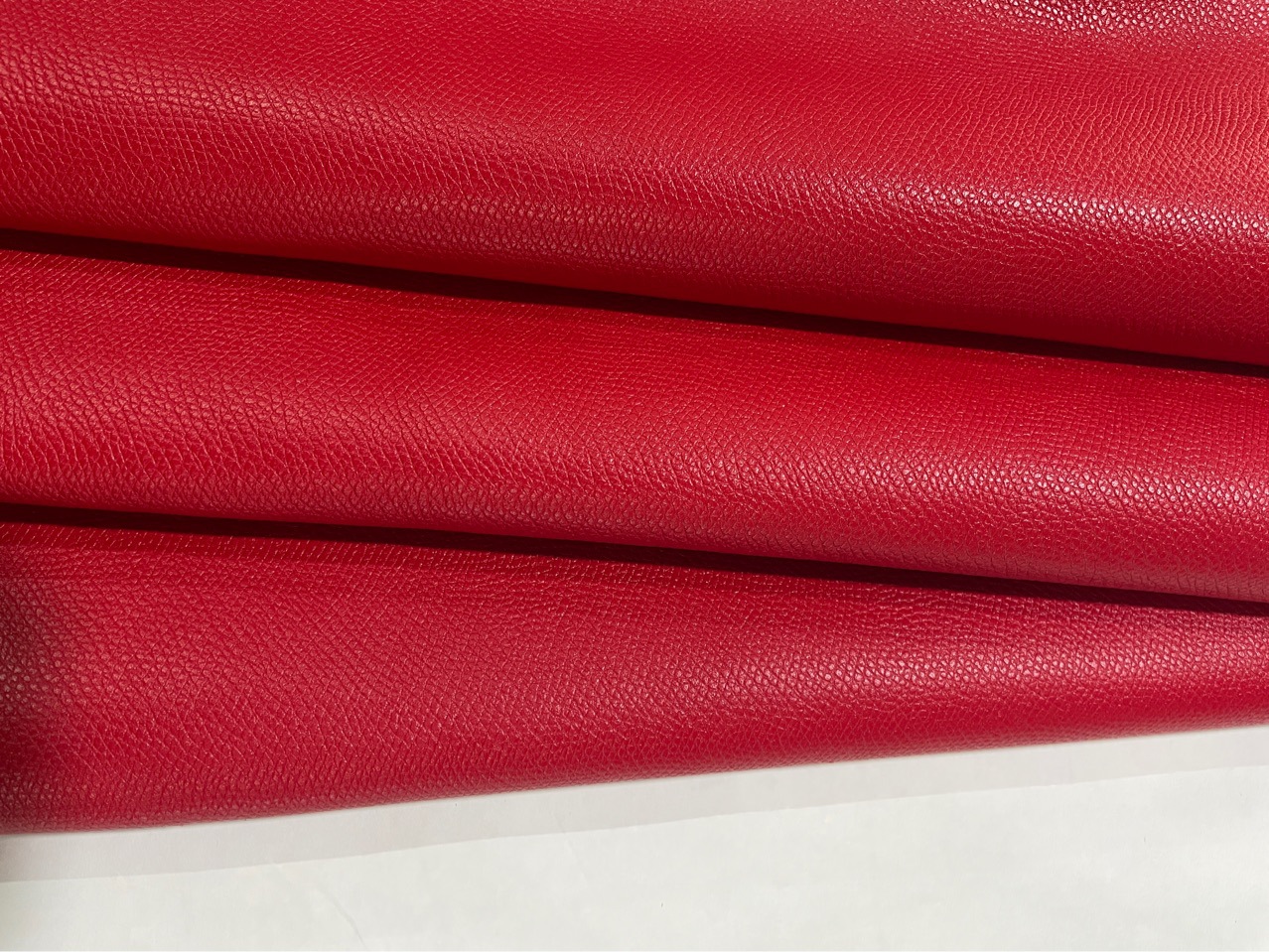 手掌纹皮料手工diy頭层牛皮自制真皮女包卡包火红色